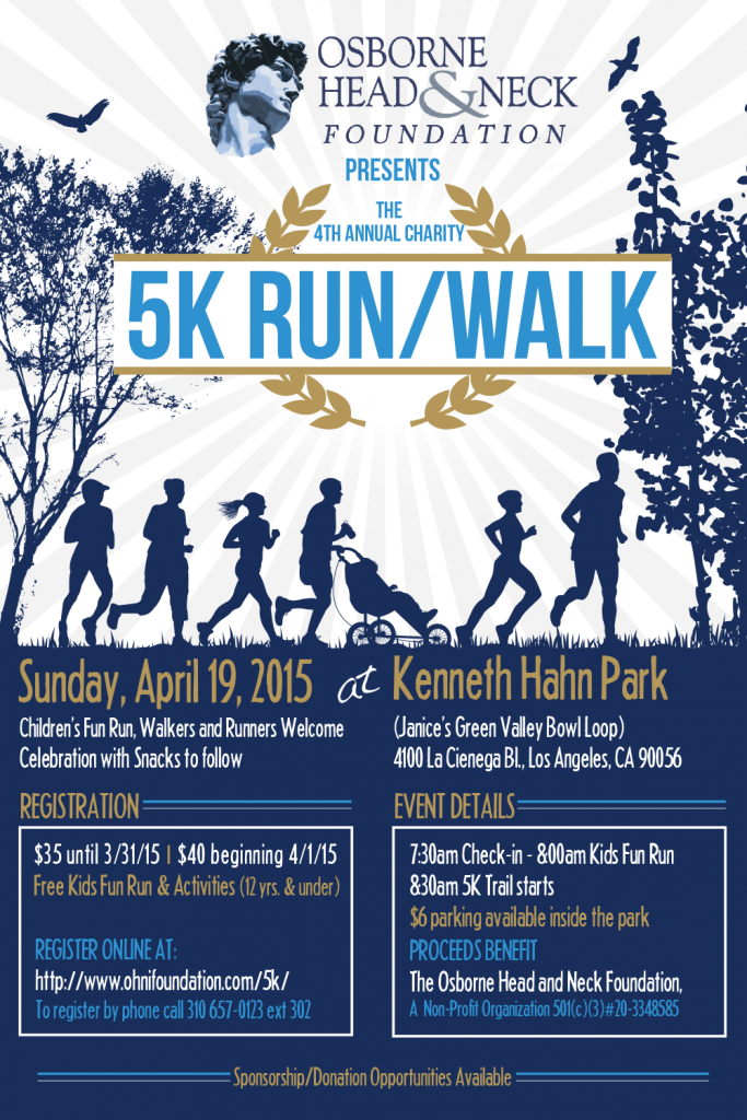 5K to Benefit Head and Neck Cancer Patients in April
